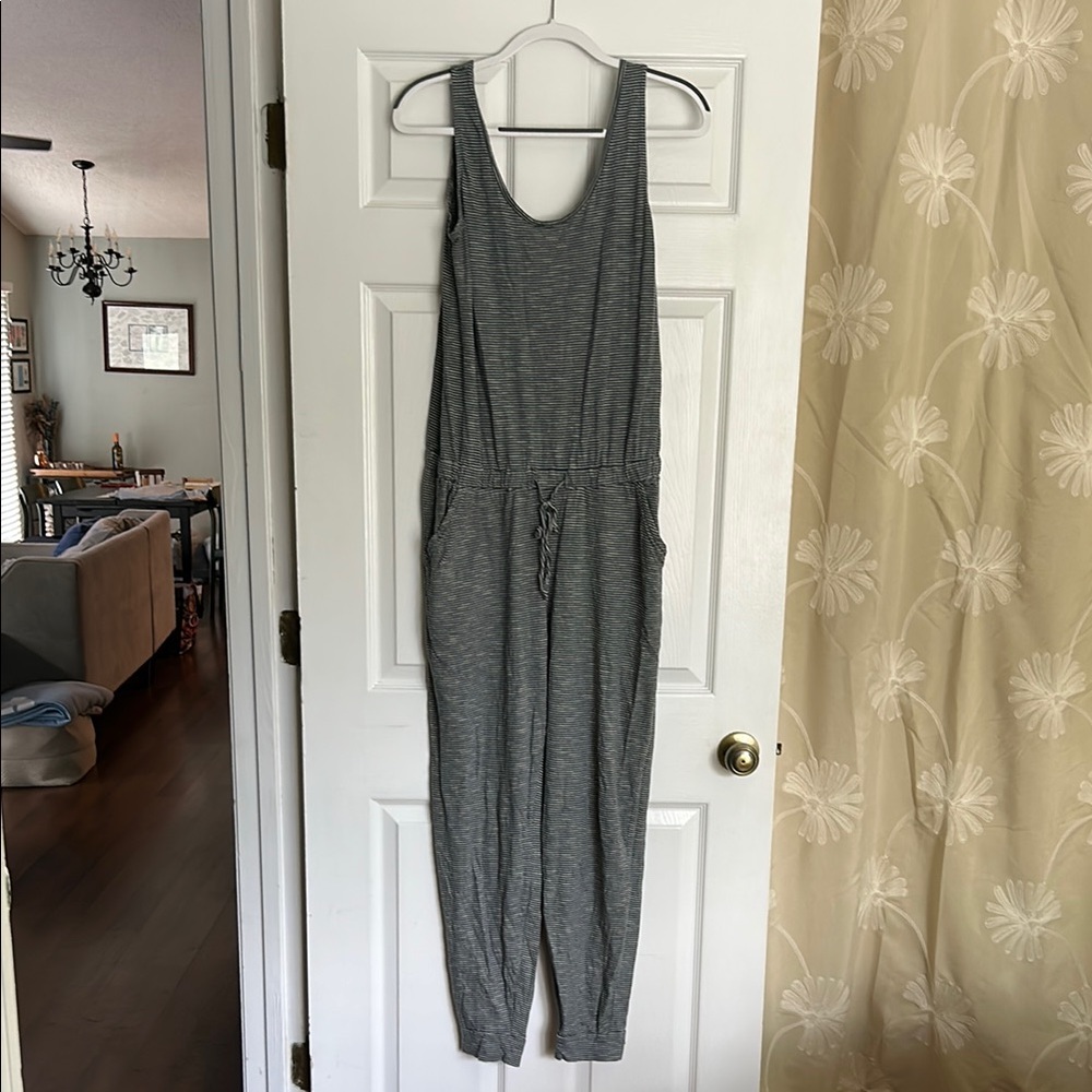 Blue and White Stripe Sleeveless Jumpsuit